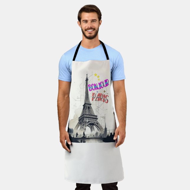 Hallo Farbige Paris Schürze (Getragen)