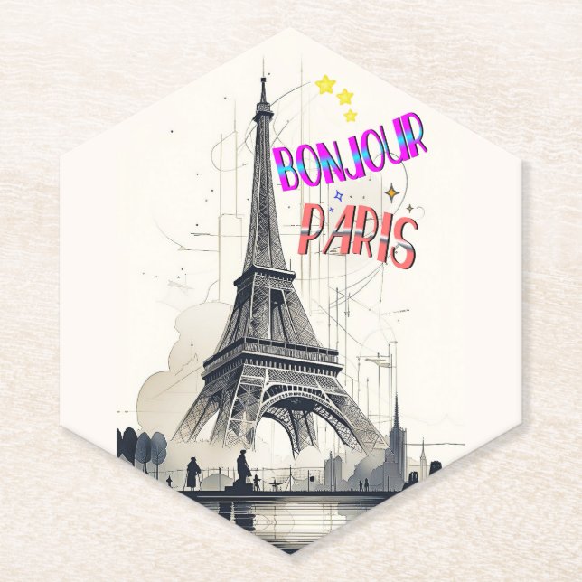 Hallo Farbige Paris Untersetzer (Vorderseite)