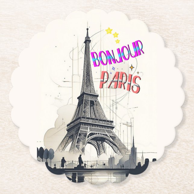 Hallo Farbige Paris Untersetzer (Vorderseite)