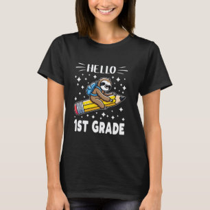Hallo Faultier zur Rückkehr zur Schule 1. Klasse E T-Shirt
