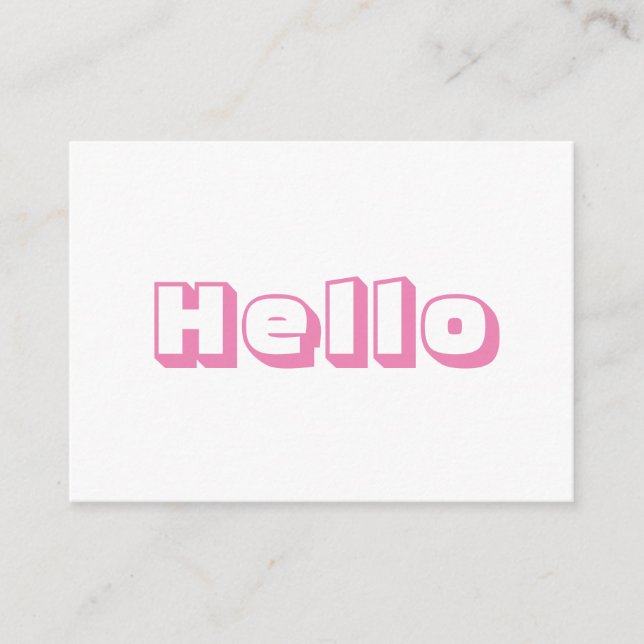 Hallo, fett, moderne rosa weiße Karte (Vorderseite)