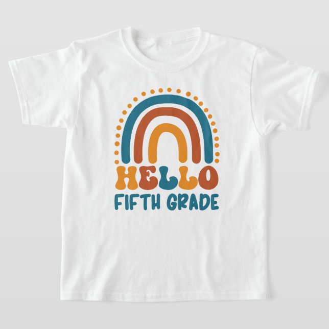 Hallo Fifth Grade Retro Stil boho Regenbogen T-Shirt (Ablage )