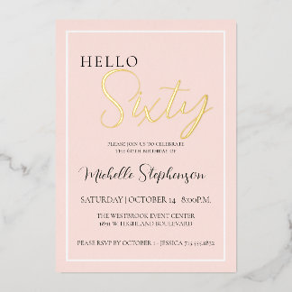 Hallo Fifty Blush Pink 60. Geburtstagsfeier Gold F Folieneinladung