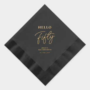 Hallo Fifty   Modern Script 50. Geburtstagsparty Servietten Mit Folie