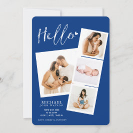 Hallo Film Strip Foto Collage Baby Boy Birth Anno Ankündigung