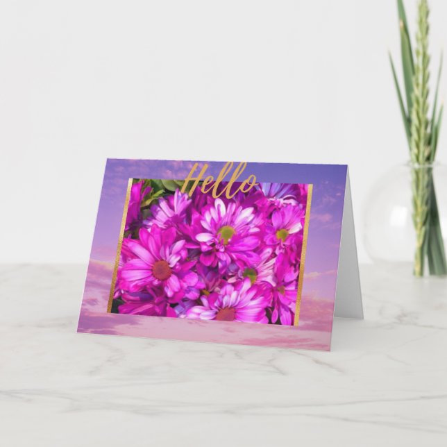 Hallo Floral Gold Grußkarte Karte (Vorderseite)