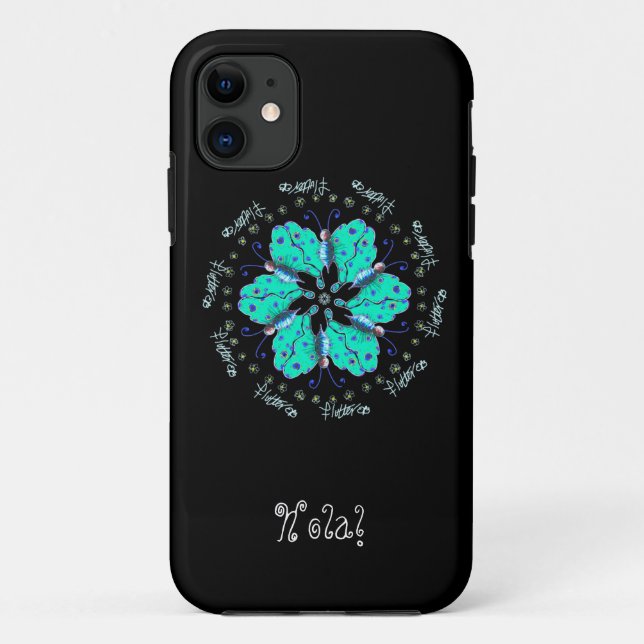 Hallo Flutter Aqua Blauer Schmetterling Mandala Case-Mate iPhone Hülle (Rückseite)