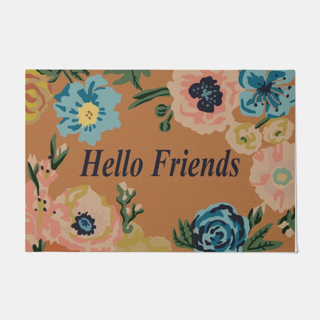 Hallo Freund Doormat, Funny Floral Fußmatte (Vorderseite)