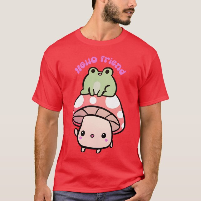 Hallo Freund ein Niedliches Pilz-und Frosch Freund T-Shirt (Vorderseite)