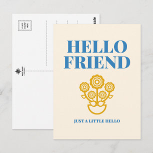 Hallo Freund Florale Typografie Postkarte