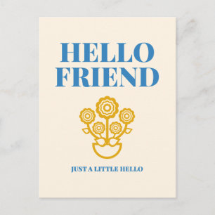 Hallo Freund Florale Typografie Postkarte