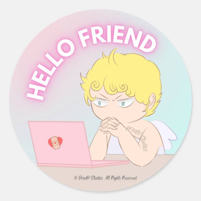 Hallo-Freund-Sticker Runder Aufkleber (Vorderseite)