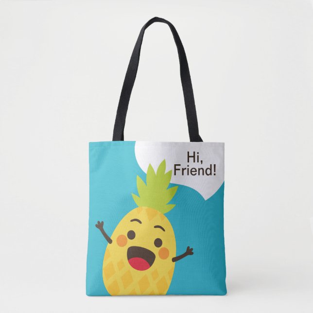 Hallo Freunde! Ananas-Illustration (Vorderseite)