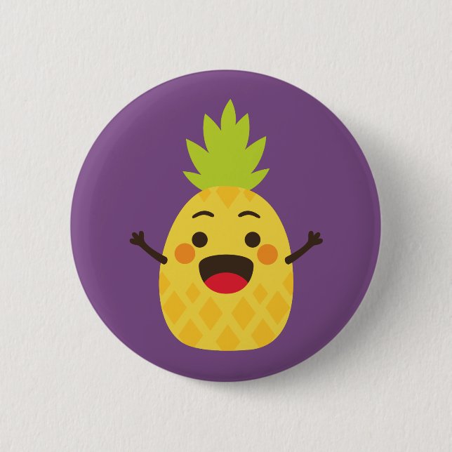 Hallo Freunde! Ananas-Illustration Button (Vorderseite)