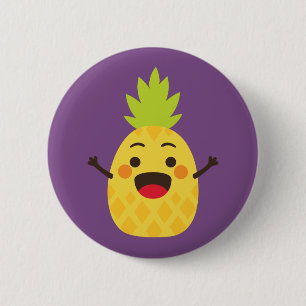 Hallo Freunde! Ananas-Illustration Button