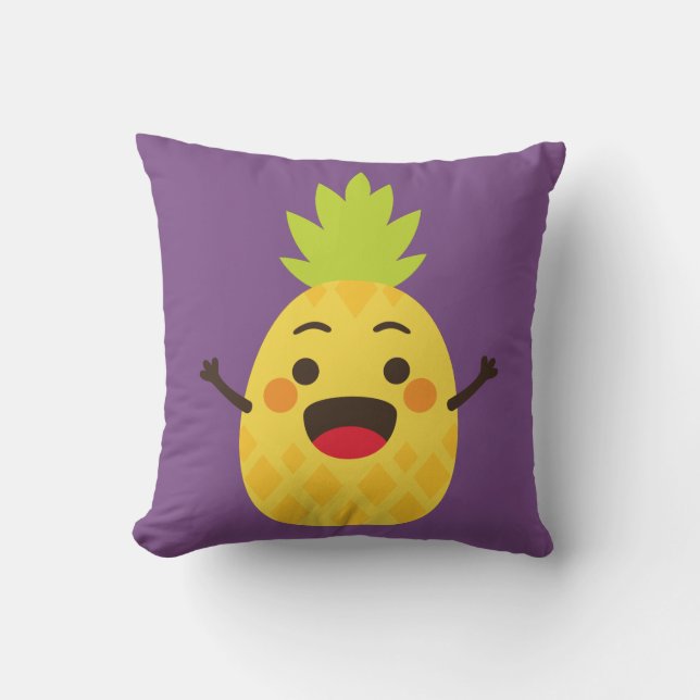 Hallo Freunde! Ananas-Illustration Kissen (Vorderseite)