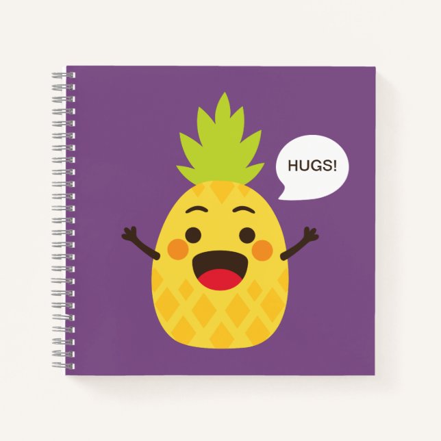 Hallo Freunde! Ananas-Illustration Notizbuch (Vorderseite)
