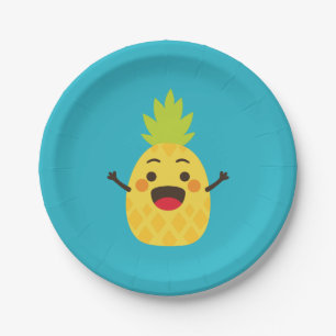 Hallo Freunde! Ananas-Illustration Pappteller