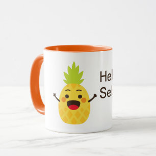 Hallo Freunde! Ananas-Illustration Tasse