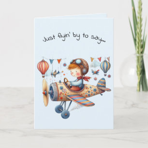 Hallo Freundschaft Kind Fliegende Whimsical-Flugze Karte