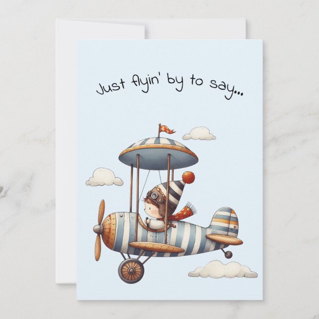 Hallo Freundschaft Kind Fliegende Whimsical Propel Karte (Vorderseite)