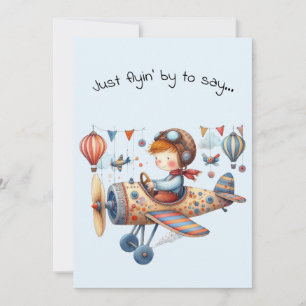 Hallo Freundschaft Kind Fliegt Whimsical Flugzeug Karte