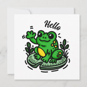 Hallo Frosch auf Lily Pad Hand Drawing