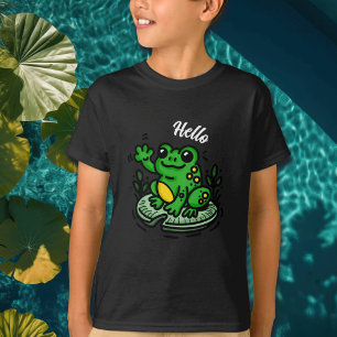 Hallo    Frosch auf Lily Pad Hand Drawing T-Shirt