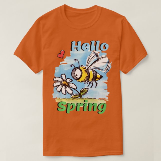 Hallo Frühling Bee Long Sleeve T-Shirt (Design vorne)