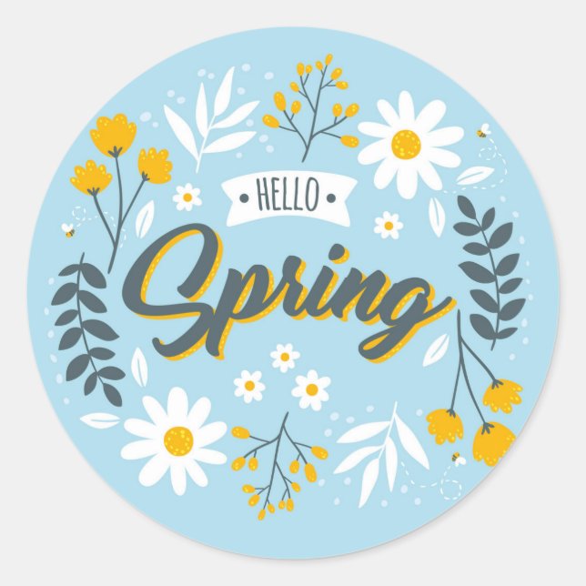 Hallo Frühling Blumen Aufkleber (Vorderseite)