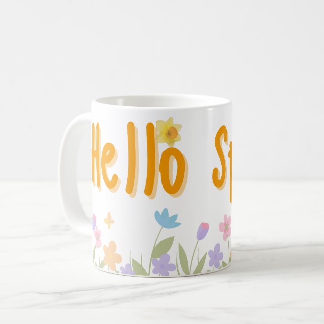 Hallo Frühling Blumen Tasse  (Vorderseite Links)