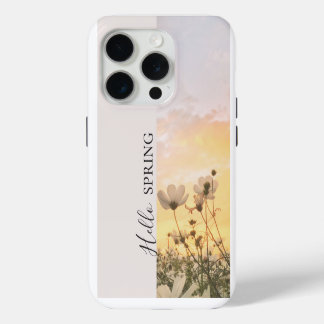 Hallo Frühling, Boho Wildblumen-Sonnenuntergang iPhone 15 Pro Hülle