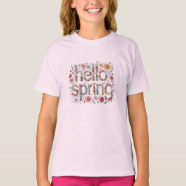 Hallo Frühling – Florales Lettering-Design T-Shirt
