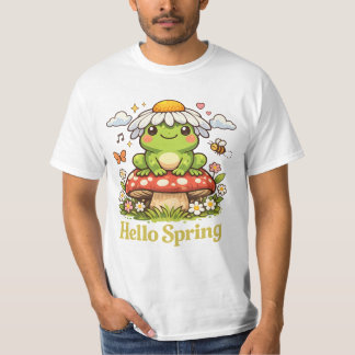 Hallo Frühling Frosch – Cottagecore Pilz Ästhetik T-Shirt