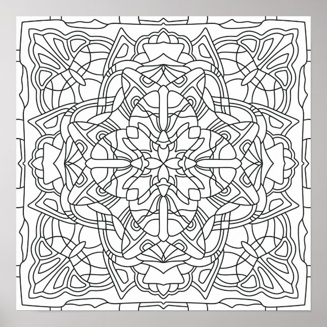 Hallo Frühling: Geometrisches Mandala Poster (Vorne)