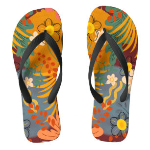 Hallo Frühling glückliche Zeit, florale tropische. Flip Flops