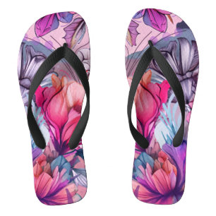 Hallo Frühling glückliche Zeit, Wasserfarbe Rosa Flip Flops