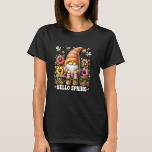 Hallo Frühling Gnom Mit Süßen Blumen Für Sommer Se T-Shirt