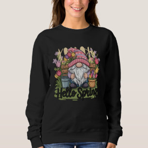 Hallo Frühling Gnome Tulpen Blumen u2013 Süßer Frü Sweatshirt