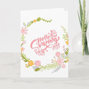 Hallo Frühling Grußkarte Floraler Kranz Karte