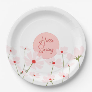 Hallo Frühling hellrosa rosa Kosmos Blume weiß Pappteller