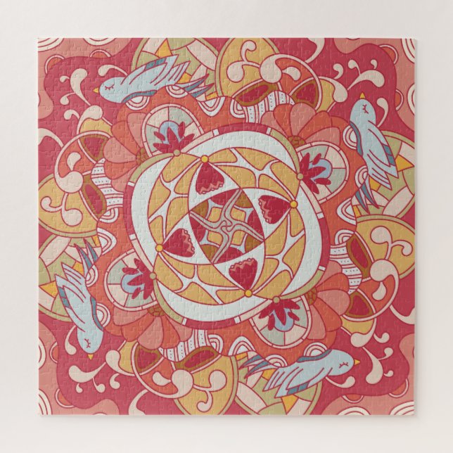 Hallo Frühling: Joyful Botanical Pink Garden Puzzle (Vertikal)