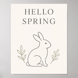 Hallo Frühling Minimal Kaninchen Linienkunst Poster