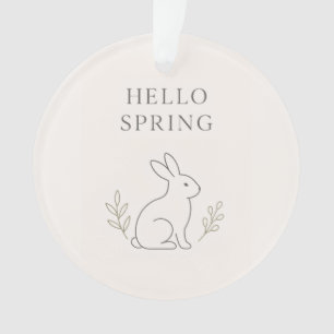 Hallo Frühling Minimaler Hasen Linienkunst Ornament