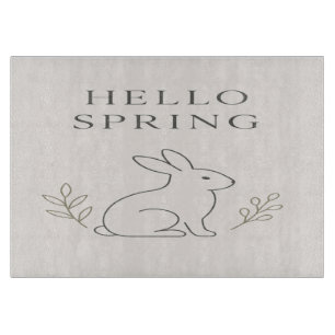Hallo Frühling Minimaler Hasen Linienkunst Schneidebrett