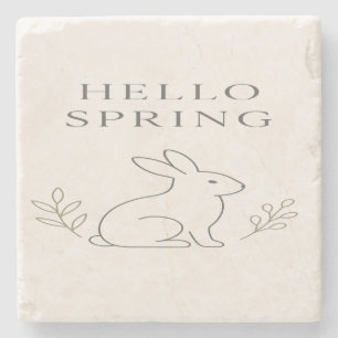 Hallo Frühling Minimaler Hasen Linienkunst Steinuntersetzer