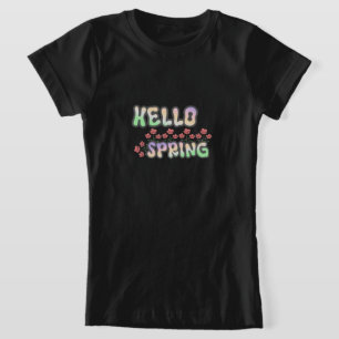 Hallo Frühling T-Shirt   Frisches Florales Grafik 