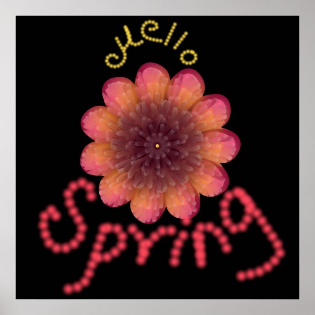 Hallo Frühling - Texturierte rosa und orange Blume Poster (Vorne)