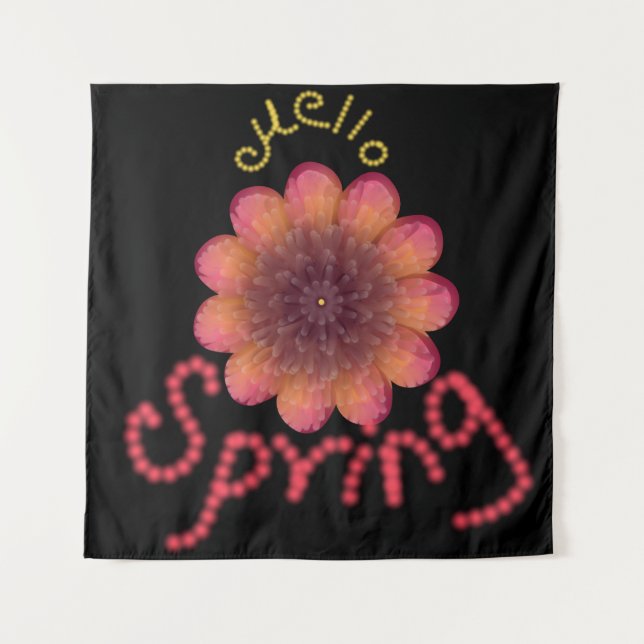 Hallo Frühling - Texturierte rosa und orangefarben Wandteppich (Vorderseite)