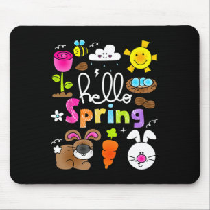 Hallo Frühling und Ostertag 2025 Bunny Rabbit Spri Mousepad